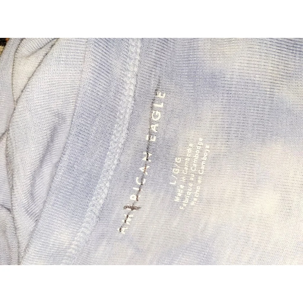 American Eagle Blue & White Tie-Dye Long Sleeve Tee, Size L super soft stretchy - Picture 4 of 5